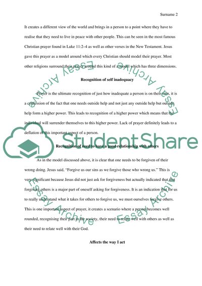 Prayer and Personal Character