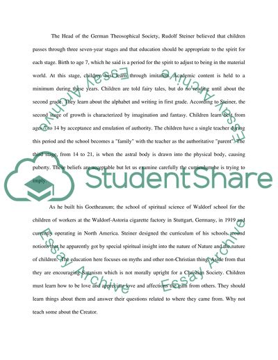 Rudolf Steiners ideas for the care and education of young children