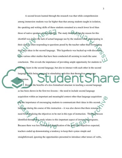 Immersion Program Implementation