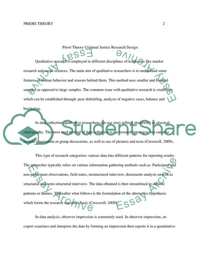 Priori Theory Criminal Justice Research Design