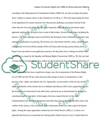 Ethical Approaches of the Police and Human Rights Act