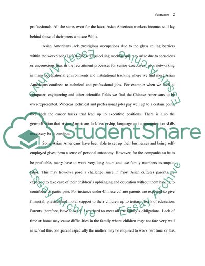 Relationship between work patterns and family patterns of Asian Americans