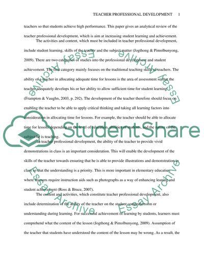 Teacher Professional Development and Student Achievement Gains