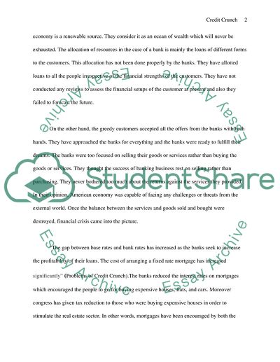 Reasons for the Credit Crunch