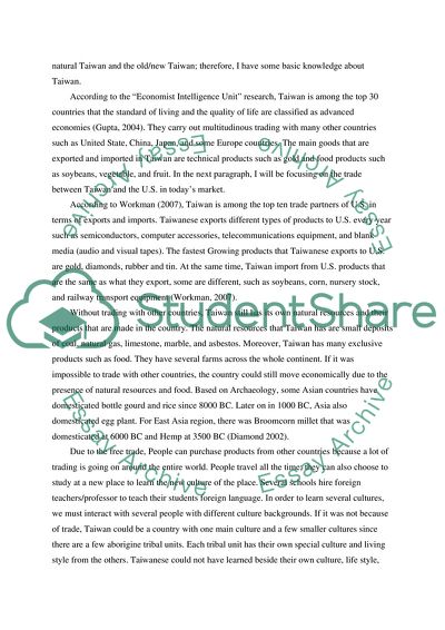 Continents Trading compare (The United State and Taiwan)