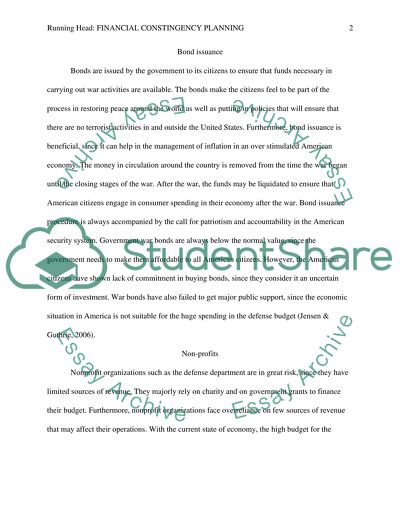 Financial Contingency Planning: Sources of Funding Paper