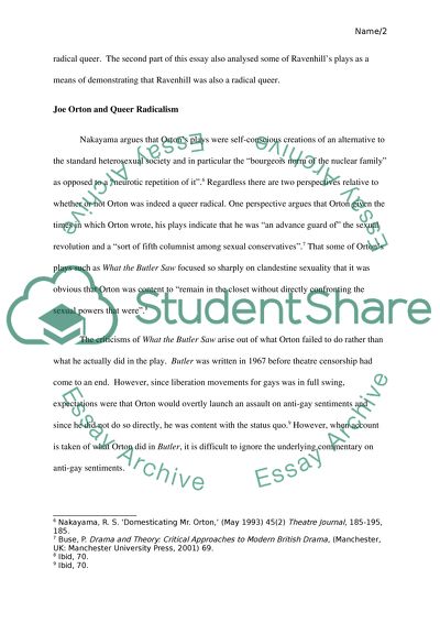 Can Orton and Ravenhilll Be Described as Radical Queers