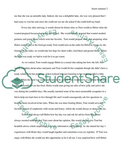 Caregiver Shadowing of a Sociology Student