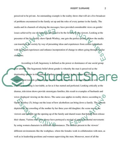 Gender issues propagated and enhanced by a rise of reality television