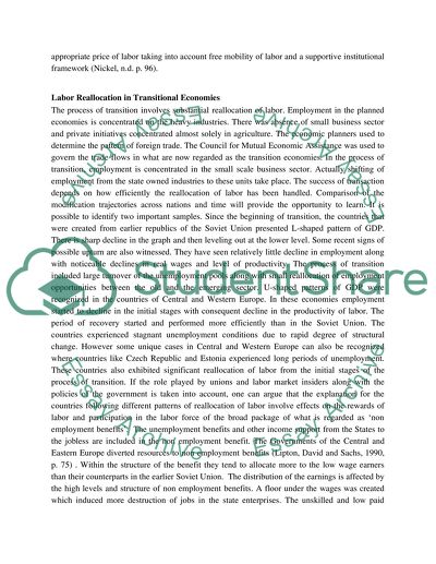 Labor Reallocation in the Transition Economics