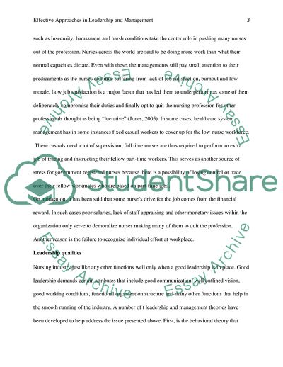 Effective Approaches in Health Care Leadership and Management