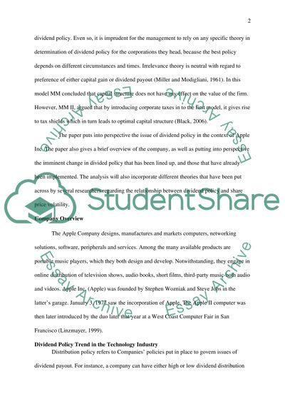 Factors of Apples Dividend Policy