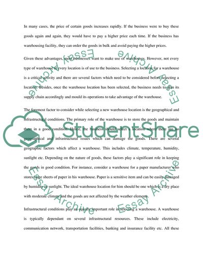 Warehousing as an Important Business Activity