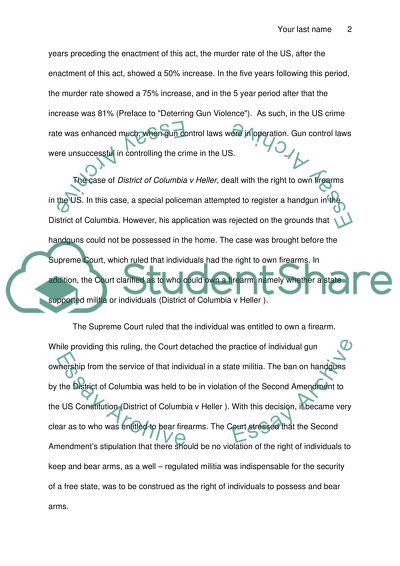 Gun Control/ Argumentative paper against Gun Control