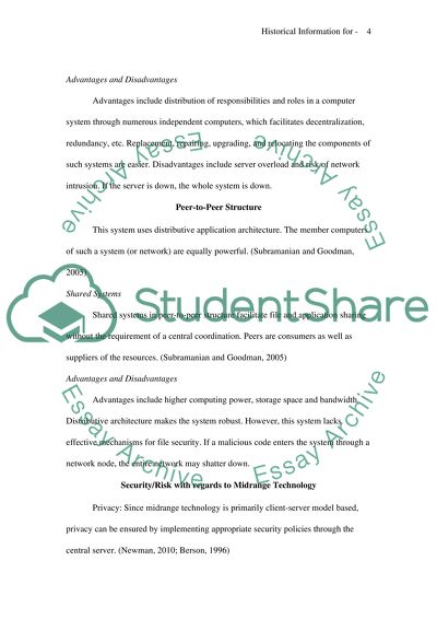 Historical Information for Midrange computers