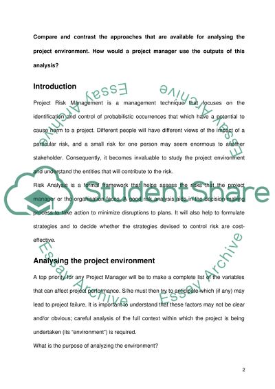 Approaches to Analyzing the Project Environment