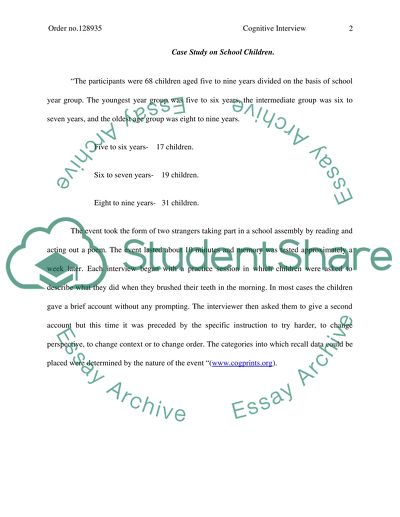 Mnemonics of Cognitive Interviews