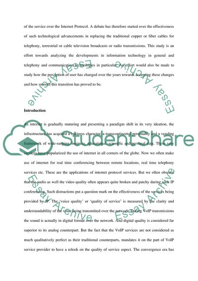 Quality of Service of Voice over Internet Protocol