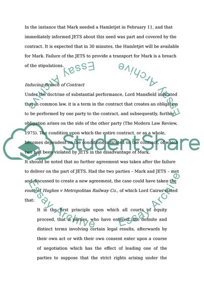 Analysis of the Case of Mark and JETS about Contract Law