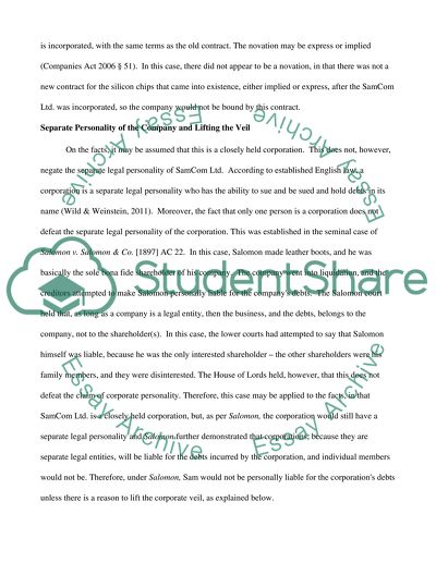 Sam Liability for SamCom Ltd Obligations