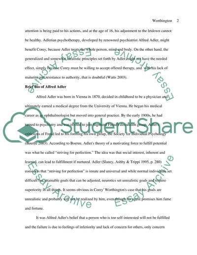 Worthington, not Delaney: An Adlerian Analysis of a Generation Y Teenager