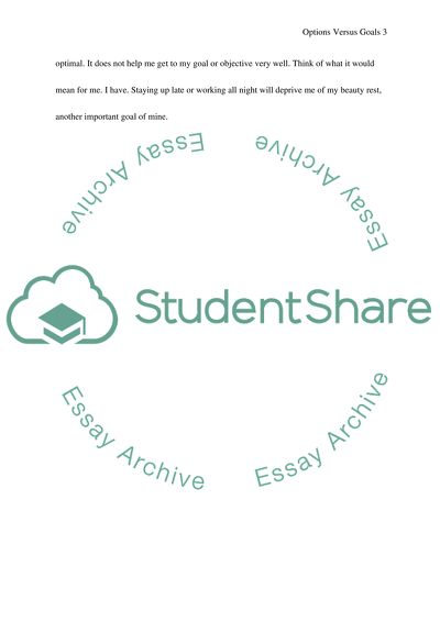 Options Versus Goals