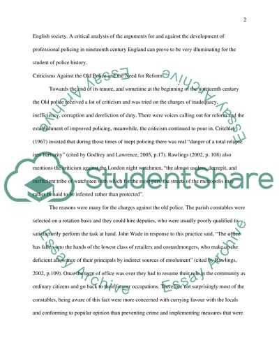 Development of Professional Policing In Nineteenth Century England