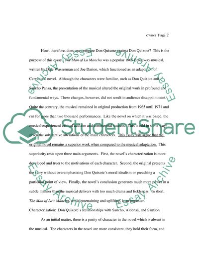 Don Quixote: A Comparative Analysis of Novel and Musical