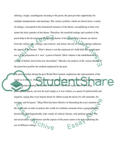 Portrait of Modern Land in The Waste Land