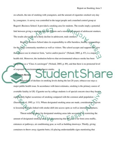 How Has the Smoking Area in Regents Business School Changed the Smoking Habits of the Students