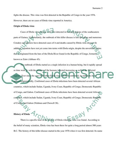 Disease Ebola in Western parts of Africa