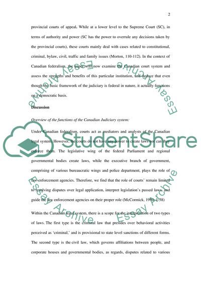 Canadian Federalism: Canadian Judiciary System