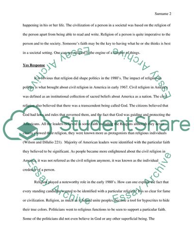 Did Religion Play a Part in Politics in the 1980s