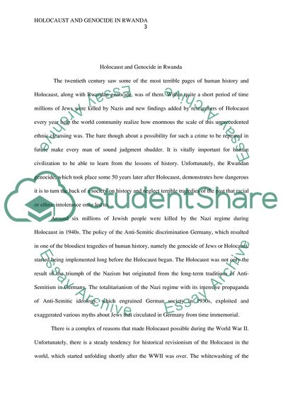 Holocaust and Genocide in Rwanda