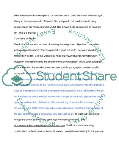 Rewriting examples for grammar comments