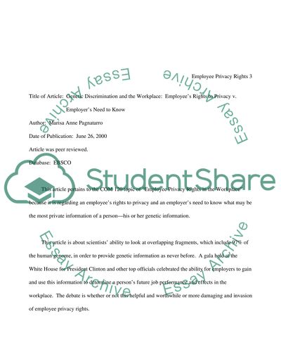 Employee Privacy Rights in the Workforce