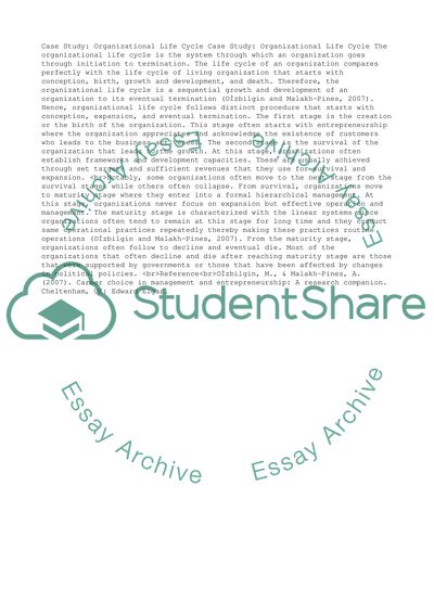 Organizational Life Cycle