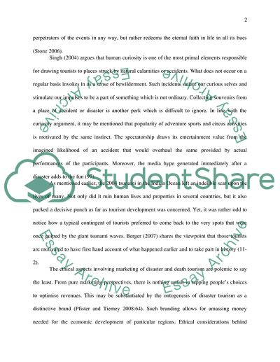 The Main Ethical Questions Raised by Sites of Death and Disaster Becoming Attractions for Visitors