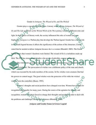 Gender in Antigone, the Wizard of Oz, and the Wicked