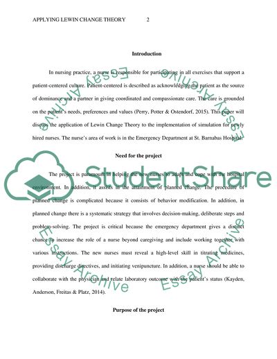 Applying Lewin Change Theory to Implement Simulation for Newly Hired Nurses
