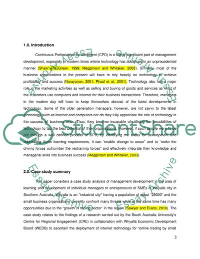 Management Development in Managers and Entrepreneurs of SMEs