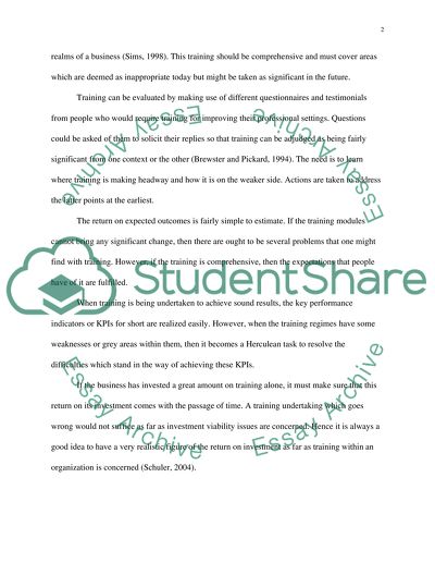 Evaluation of Training in HRM