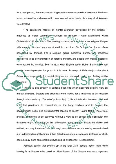 Asylums role in understanding of mental disorders