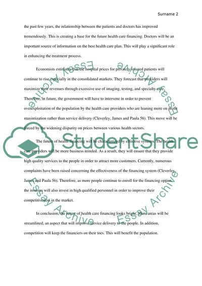 The future of healthcare financing