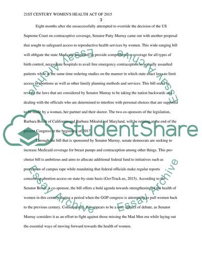 Analyzing 21st Century Womens Health Act of 2015