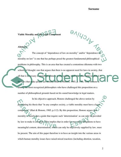 Viable Morality and the Legal Component