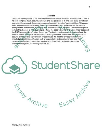 Computer Security and the Systems Vulnerabilities