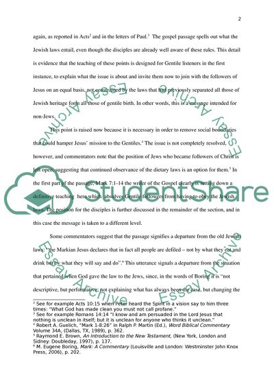 Exegetical Essay on Mark 7:1-23