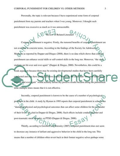 Corporal Punishment for Children vs. Other Methods