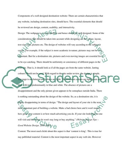 An Evaluation of a Destination Website